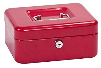 Alco-Albert 841-12 - Petite caisse verrouillable, 195 x 145 x 80 mm, caisse avec compartiment à monnaie, 2 clés, rouge