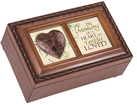 Cottage Garden In Memory Heart So Loved medaljong musikalisk träfiber speldosa ny