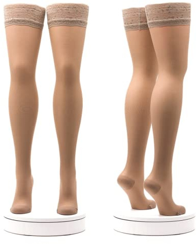 ACTIVA-Coppia 2 Paia Calze Autoreggenti Compressione Graduata 70 Denari Riposante mm/Hg 11/14 Tg XXL Nero-100% Made in Italy