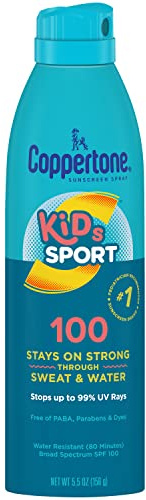 Coppertone SPORT KIDS Sunscreen Continuous Spray SPF 100 (5.5 Ounce) (Packaging may vary)
