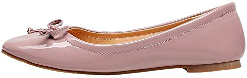 Jamron Kvinnor Härliga Ballerinor med Fluga Bekväm Fyrkantig Tå Bollplattor Tofflor Pumpar Dolly Skor Rosa SN02911 EU41.5