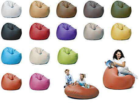 sunnypillow XL Sitzsack mit Styropor Füllung 100 cm Durchmesser 2-in-1 Funktionen zum Sitzen und Liegen Outdoor & Indoor für Kinder & Erwachsene viele Farben und Größen zur Auswahl Orange
