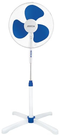 Jocca - Ventilateur sur pied 40 W, 3 vitesses, tête inclinable, oscillation à 90°, diamètre 40 cm, hauteur réglable, 3 pales, silencieux