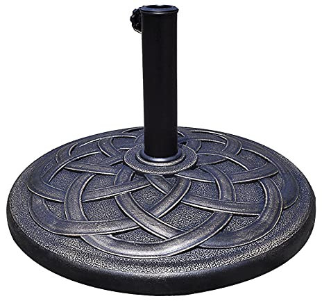 GOPLUS Pied de Parasol Lourd en Forme Ronde,Socle Parasol Exterieur de Trous 38/48mm, en Résine avec Finition Noire, Support de Porte-Parapluie de Jardin, Résistant aux Intempéries, Poids 20KG
