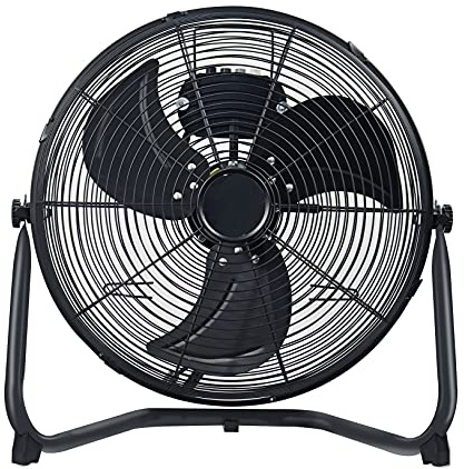 Devola High Velocity Floor Fan 16 Inch, Portable Powerful Industrial Fan for Home, Gym, Office & Warehouse, High Powered Cooling, 3 Speeds, Adjustable Head, Cord Storage Bracket, Black, DV16FFB