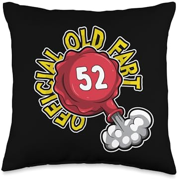 52nd Birthday Official Old Fart Funny Red Whopee Cushion Throw Pillow