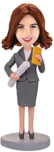 mydedor Figurine personnalisée à tête branlante d'avocate féminine avec Un Livre, Cadeau sculpté à la Main pour Femmes
