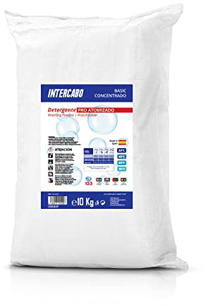 Lessive en poudre 10 kg - pour linge blanc et coloré - élimine les taches - tous textiles - formule atomisée - usage domestique ou professionnel - INTERCABO BASIC