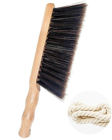 11.8 Inch Soft Hand Brush with Beech Wood Handle - 5 Rows of Soft Bristles Hand Brushes for Cleaning Dusting Bed,Sofa,Furniture,Brick Etc.