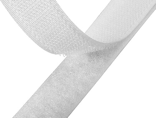Adhesive Hook and Loop Fastener Tape Roll – Loop Side Only, 1/2 Inch x 75 Feet, White, Heavy Duty Industrial Strength Sticky Back for DIY, Mounting, Organization & Commercial Use, Made in USA