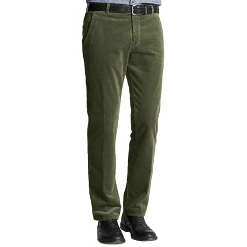 Gillicci Mens Warm Heavy Smart Formal Work Casual Plain Cord Corduroy Trousers (UK, Waist & Inseam, 36, 27, Olive Green)