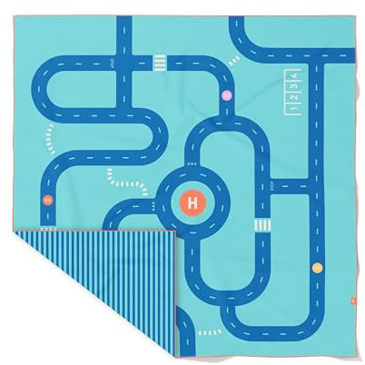 Quut – Strand-/Poolhandtuch für Kinder mit Spiel – Ultraschnell trocknende Mikrofaser, sandfrei – kompakt, leicht (Straße, XL - 180 x 180cm)