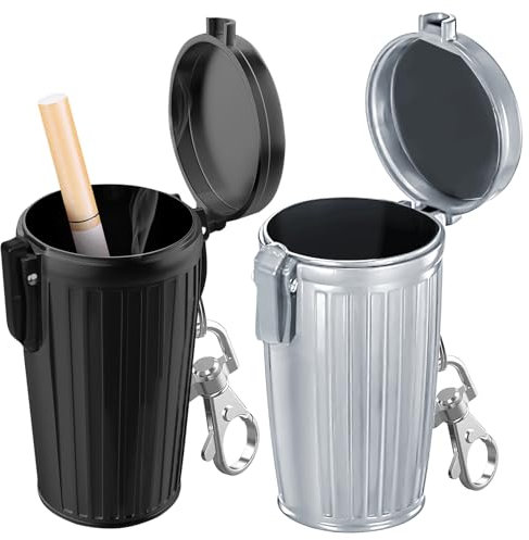 2 Stück Taschenaschenbecher für Unterwegs: Zigaretten Taschenascher Taschenaschenbecher Geruchsdicht mit Deckel und Schlüsselring, Tragbarer Mini Aschenbecher für unterwegs Camping Reisen (3)