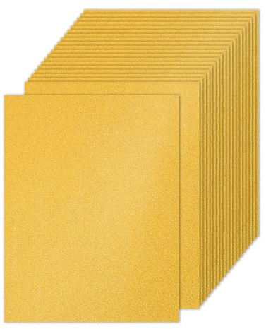 PATIKIL 20 Fogli Cartone Glitterato Oro 8.5 x 11 pollici, A4 250gsm Rettangolo Carta Premium Cartoncino Colorato per Scrapbook Carta Fai da Te Arte Matrimonio Festa