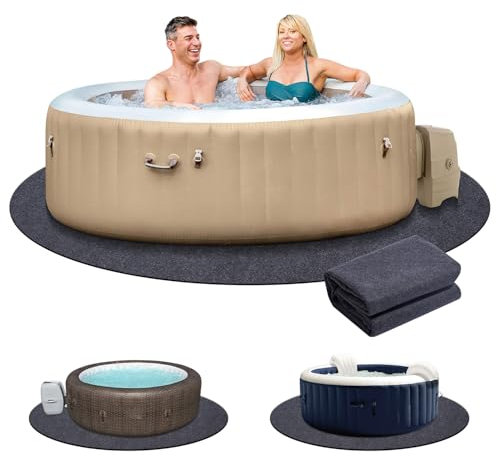 Hot Tub Flooring Mat, SINBLUE Waterproof Round Mat 8.3 x 8.3 FT for Inflatable Hot Tub Outdoor Protector Backing Prevents Liquid Penetration for Protect Floor