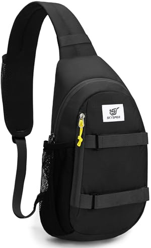 SKYSPER Sling Bag Anti-Theft RFID Crossbody Bag Travel Cross Body Backpack Shoulder Hiking Sling Daypack(Black)