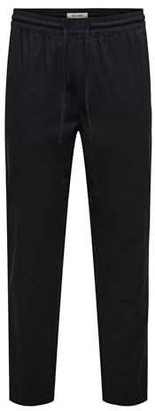 ONLY & SONS Onsreid Linus Tapered 0571 Slub Pant, Negro, L