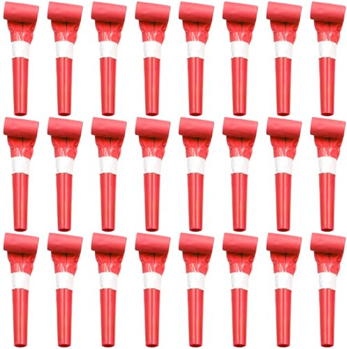 ywmigl 24 Pcs Red Party Blowers for Kids Funny Blower Noise Makers Blowouts Horns Whistles Perfect for Birthday Parties New Years Sporting Events Party Supplies (Red)