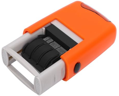 Garosa Self Inking Date Stamp Rubber English Date Numbering Stamp Crystal Clear Stamping Fast Drying Lightweight Compact with Comfortable Design for Office Documents (Orange)