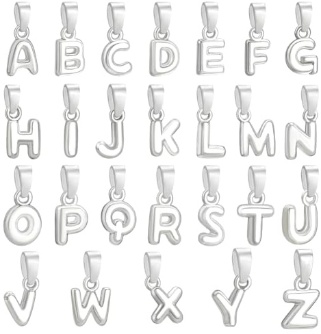 PH PandaHall 26pz Ciondoli con Lettere Argento Ciondoli con Alfabeto A-Z in Ottone per Artigianato Fai Da Te Calici da Vino Creazione di Gioielli Personalizzazione e Decorazione