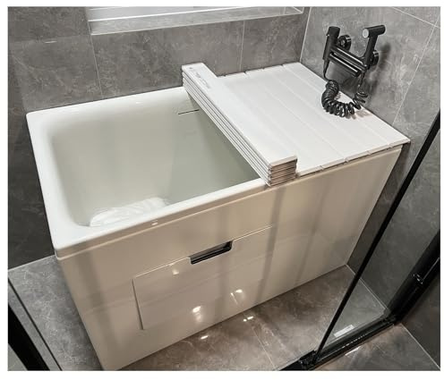 Värmebeständigt vikbart badkarsöverdrag, 1 cm tjockt isolerat dammbräda för blötläggningsbad, spa och mjölkbad - skalbar slutarbricka (110 cm x 70 cm)