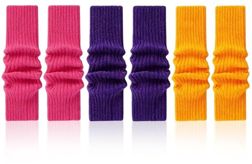 3 Paia Di Leggings Di Colore Brillante, Calzini Caldi Elastici, Leggings Da Ballo, Calzini Da Ragazza Alla Moda (Viola, Rosa Rossa, Arancione).