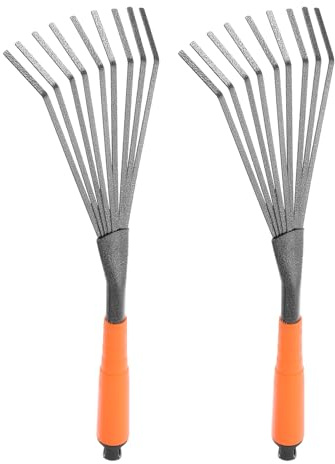 QUARKZMAN 2 Pezzi Rastrello Giardino Foglie 39.7 Cm Piccolo Rastrello Terreno Erba Con Manico Ergonomico Per Spazzare Foglie Coltivazione Giardino Aiuole Cortile