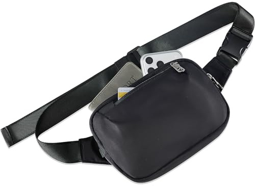 MAXTOP Black Fanny Pack for Men Women Water Resistant Crossbody Bags for Women with 4 Zipper Pockets Belt Bag for Travel Running Hiking Sports Casual Easy Carry Any Phones