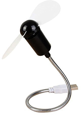 REY ELECTRONICA Mini USB Ventilator leise mit flexiblem Hals für Home-Office/büro/zuhause, 17 cm, schwarz