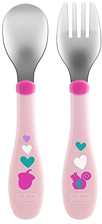 Chicco EDELSTAHLBESTECK-SET, ROSA, 18M+ 16102100000 mehrfarbig