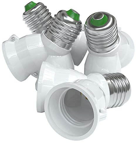 Eazy CASE 4X Lampensockel Adapter - Konverter Y-Form für E27 Fassung auf 2X E27 Lampenadapter für LED-/Halogen- und Energiesparlampen Sockeladapter Splitter, Weiß