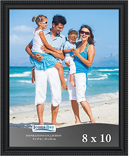 Icona Bay 20 x 25 cm schwarzer Bilderrahmen, wunderschön detaillierte Formgebung, modernes Bilderrahmen-Set, Wandhalterung oder Tischplatte, Inspirations-Kollektion