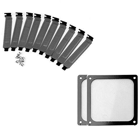 S SIENOC 10 x PCI kortlock med skruvar + 2 x 120 mm fläktskydd med ultrafint dammfilter, magnetisk montering svart (10 x PCI-skydd + 2 dammfilter)