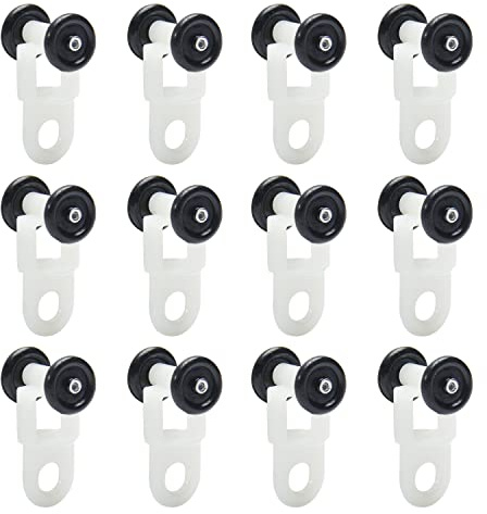 MroMax Curtain Track Rollers Plastic Twin Wheeled Carriers Drapery Rail Sliding Glider for Windows Shower Curtain Tracks 0.49 Dia, 30Pcs
