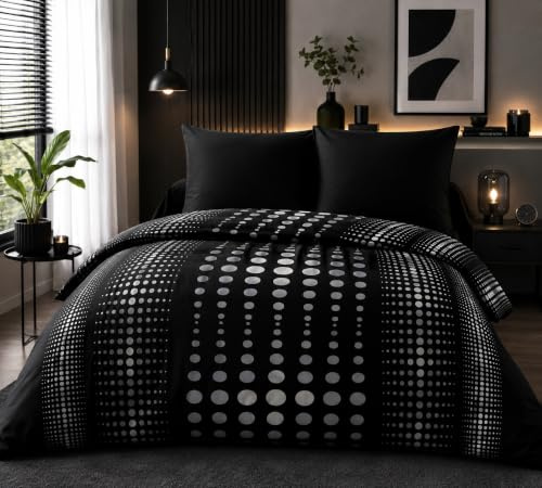 HOME LINGE PASSION –Parure de Couette 220x240 cm – Housse imprimée + taie – Douce, légère et Facile d'entretien – Motifs Modernes – Steevy