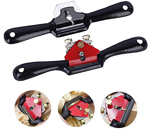Raboteuse à Bord Réglable Raboteuse à Main 9 Pouces Spokeshave Lame Réglable en Métal Rasage de Rayons de Bois Rabot de Plan Fil Simple/Double Fil avec Vis ，Pour la Transformation du Bois（2 pièces）