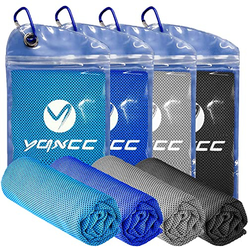 YQXCC 4 Serviettes de Refroidissement 120 x 30 cm, Serviette de Glace | Serviette en microfibre, serviette froide, soulagement instantané, sport, fitness, yoga, randonnée, camping, course à pied