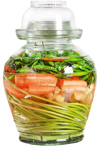 Vencer 2.5 Liter Traditional Glass Fermenting Jar With Lid and Pressure stone,Glass Fermentation Tank for Pickling Kimchi Sauerkraut,VHF-007
