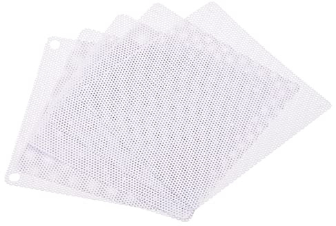 sourcing map 80 mm dator fläkt filtergaller PVC nät dammsäkert hölje skydd för dator, vit förpackning med 5