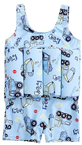 IWEMEK Kids Swimming Float Jacket Swimming Costume for Baby Boys Girls One Piece Bathing Suit Training Bag Buoyancy Aid Swimwear Vest with Adjustable Cotton Stick Children #Blue Work 18-24 Months