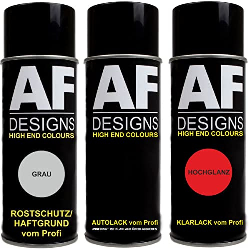 Alex Flittner Designs Autolack Spraydose Set für VW LB5N Indigoblau Pearl 400ml Klarlack 400ml Rostschutzgrundierung