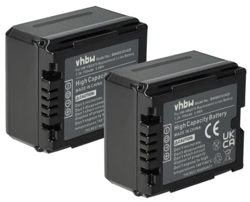 vhbw 2X Akku kompatibel mit Panasonic HDC-HS9, HDC-HS3000, HDC-HS700 Videokamera Camcorder (700 mAh, 7,2 V, Li-Ion) + Infochip