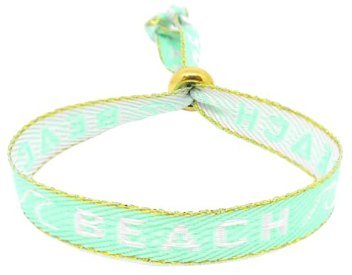 Selfmade Jewelry Pulsera surfista para niña y mujer, estilo bohemio, accesorios para festivales en turquesa (turquesa y oro)