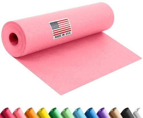 Paclord 12 x 1200 (100 ft) Pink Construction Paper Roll, 45 lbs Thickness – Made in USA Construction Kraft Paper Roll for School Projects – Colored Paper for Arts & Crafts, Decorations