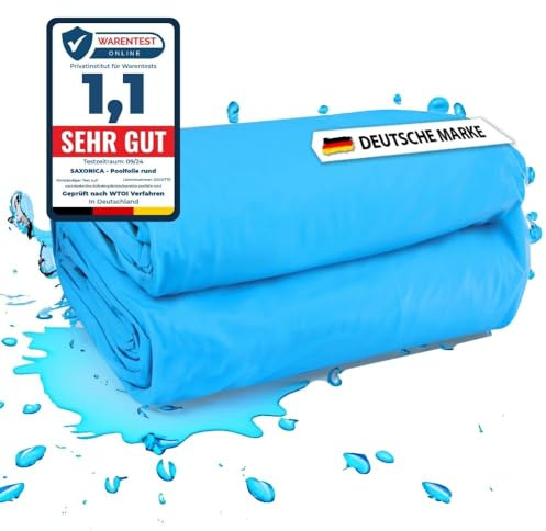SAXONICA Poolfolie SonaLiner Rund für Rundpool in verschiedenen Größen und Farben geeignet für Stahlwand Rundbecken (blau, Ø 450 x 90 cm | 0.25 mm | Ohne Biese)