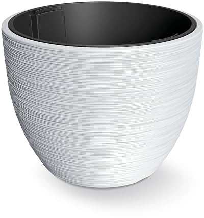 Tymar Macetero con pieza interior, maceta de plástico, macetero grande (DBFU Blanco, Ø 47 cm)
