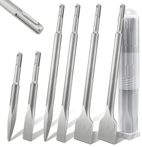Lytool 6pcs Cincel SDS Plus Azulejos y Baldosas, Cincel Plano Largo y Cincel a punta Para Taladro, para Concreto,Mampostería y Martillos de Impacto