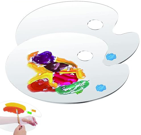 Klare Acryl Malpalette, 2 Stücke Mischpalette Acrylfarben, 20cm x 30cm Ovale Kunstpalette, Mit Griffloch, Malpalette Mischpalette, Transparent Oval Palette Acryl, Palette Malen