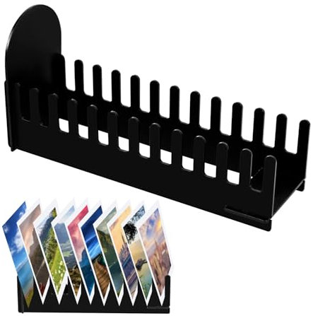 Briefhalter Acryl, Briefständer Schreibtisch mit 12 Schlitzen, Posthalter für den Schreibtisch, Mail Halter Sortierer, Brief Organizer für Wohnung Büro Schule, Schwarz, 1 Stück