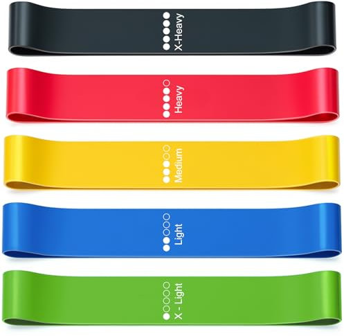 Fitnessbänder Set mit 5 Widerstandsstufen, Naturlatex Fitnessband Widerstandsbänder Resistance Bands Gymnastikband für Muskelaufbau Yoga Pilates und Ganzkörpertraining